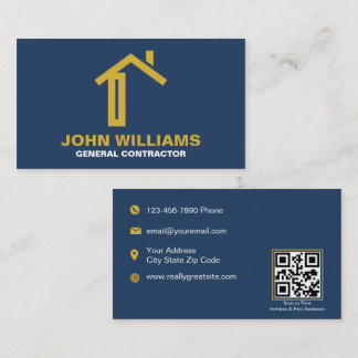 Modern Construction Business Card with QR Code