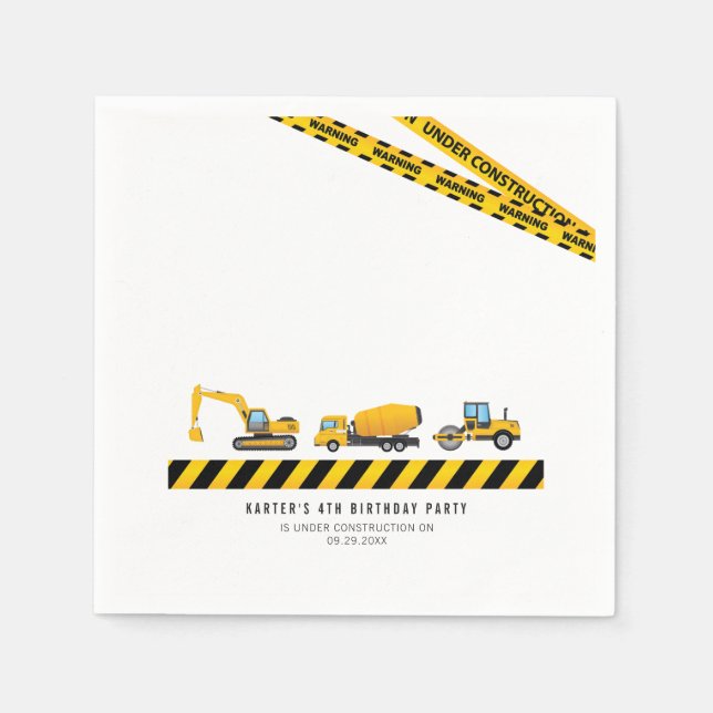 Modern Construction Dump Truck Tool Party Decor Napkin (Front)