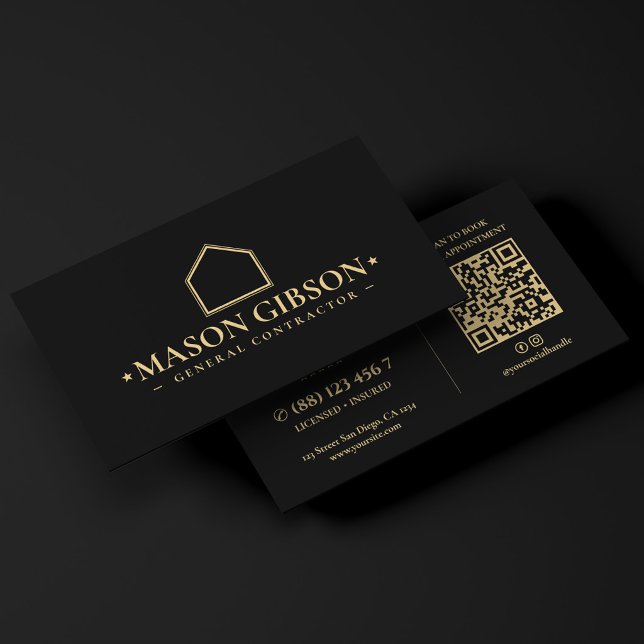Modern Construction General Contracting Logo Black Business Card (Modern Construction General Contracting Logo Black Business Card
)