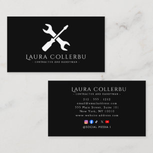 Modern Construction Handyman Carpenter Business Card