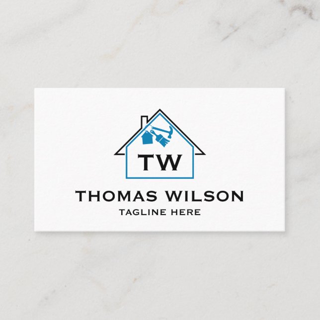 Modern Construction Handyman Carpenter Tools Busin Business Card (Front)