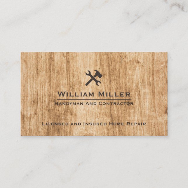Modern Construction Handyman Carpenter Tools Business Card (Front)