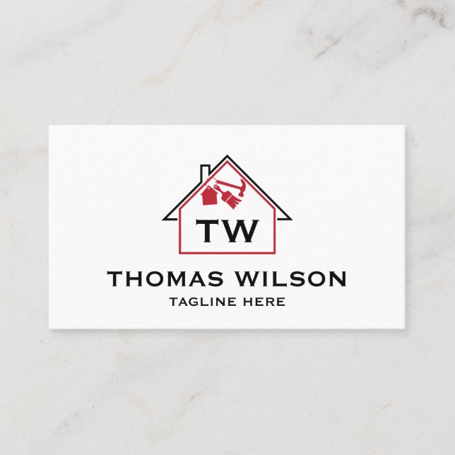 Modern Construction Handyman Carpenter Tools Business Card (Front)