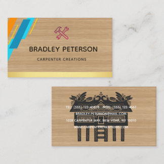 Modern Construction Handyman Carpenter Tools Wood Business Card