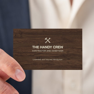 Modern Construction Handyman Carpenter Tools Wood Business Card