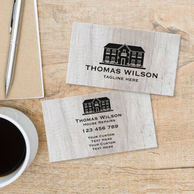 Modern Construction Handyman Carpenter Tools Wood  Business Card (Modern Construction Handyman Carpenter Tools Wood Business Card)