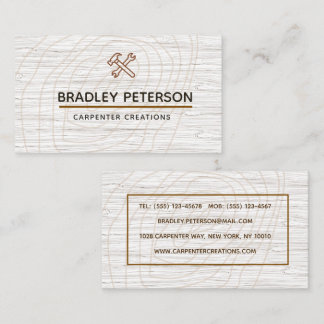 Modern Construction Handyman Carpenter Tools Wood Business Card