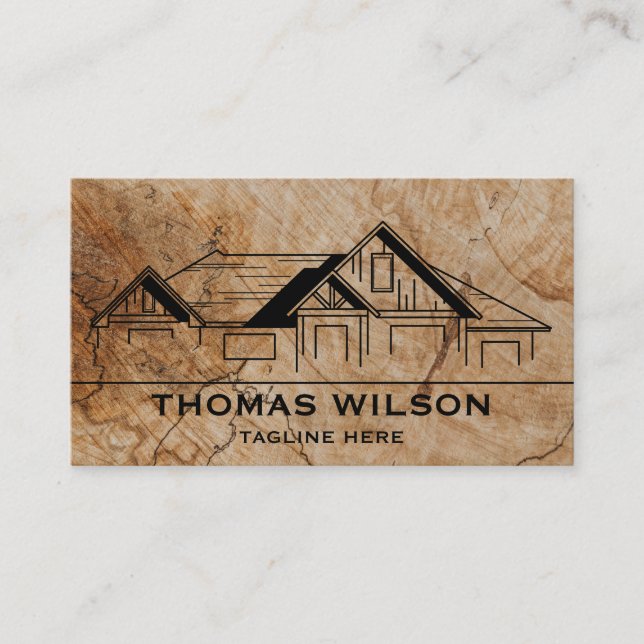 Modern Construction Handyman Carpenter Tools Wood  Business Card (Front)