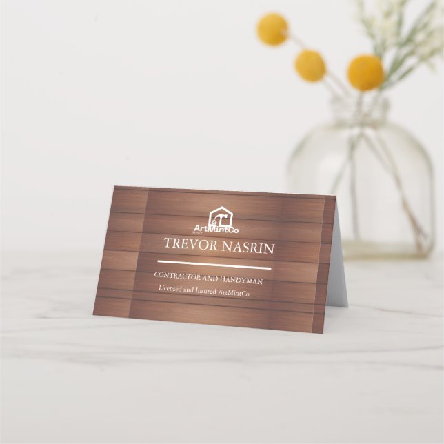 Modern Construction Handyman Carpenter Tools Wood  Loyalty Card (Front)