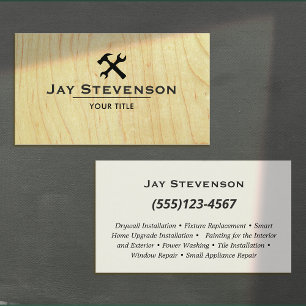 Modern Construction Handyman Carpentry Wood Business Card