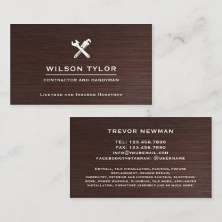 Modern Construction Handyman Tools Wood Business Card