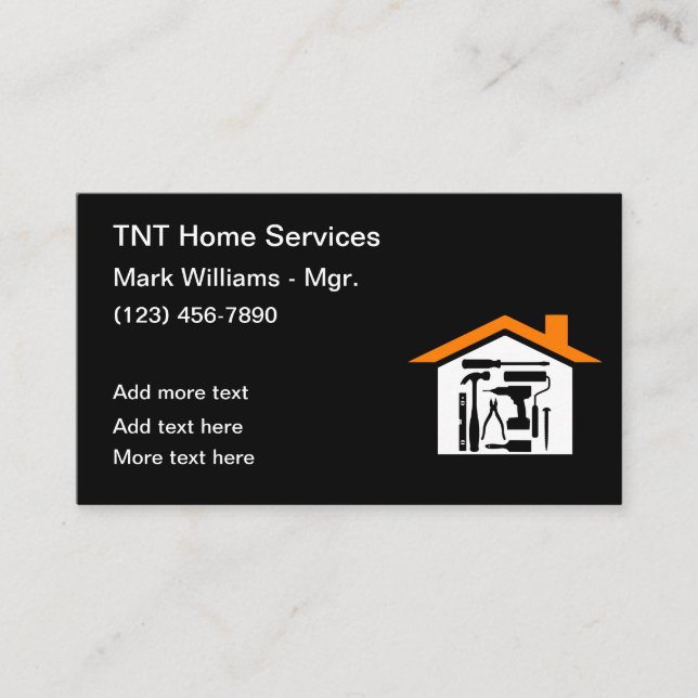 Modern Construction Home Services Business Cards (Front)