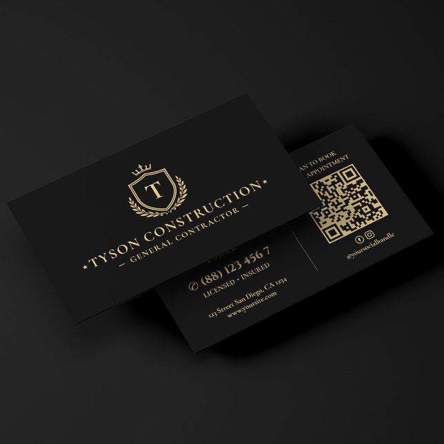 Modern Construction Logo General Contractor Black Business Card (Modern Construction Logo General Contractor Black Business Card
)