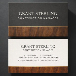 Modern Construction Manager Wood Professional Business Card