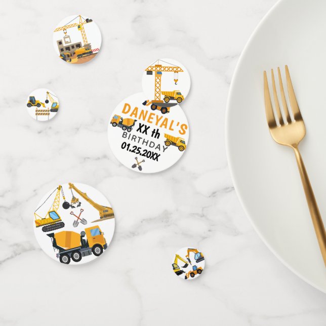 Modern Construction Simple Kid's Birthday Confetti (Group)