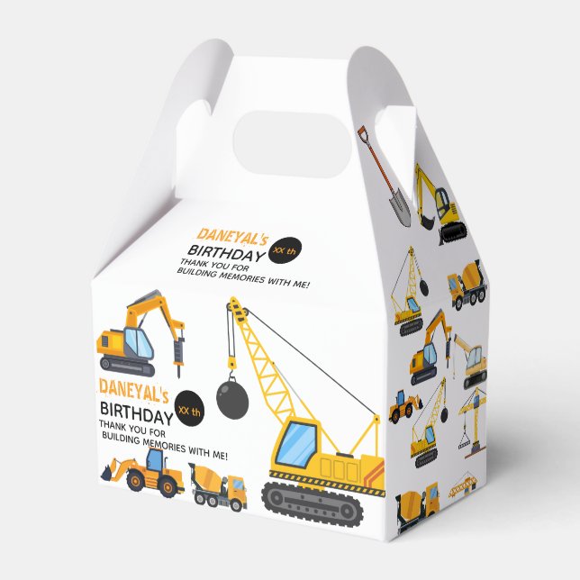 Modern Construction Simple Kid's Birthday Favour Box (Front Side)