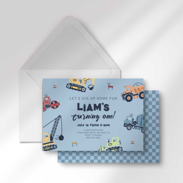 Modern Construction Truck Birthday Invitation (Creator Uploaded)