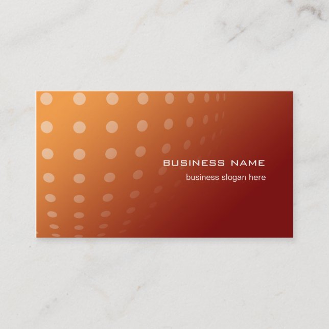 Modern Contemporary Abstract Dots Orange Gradient Business Card (Front)