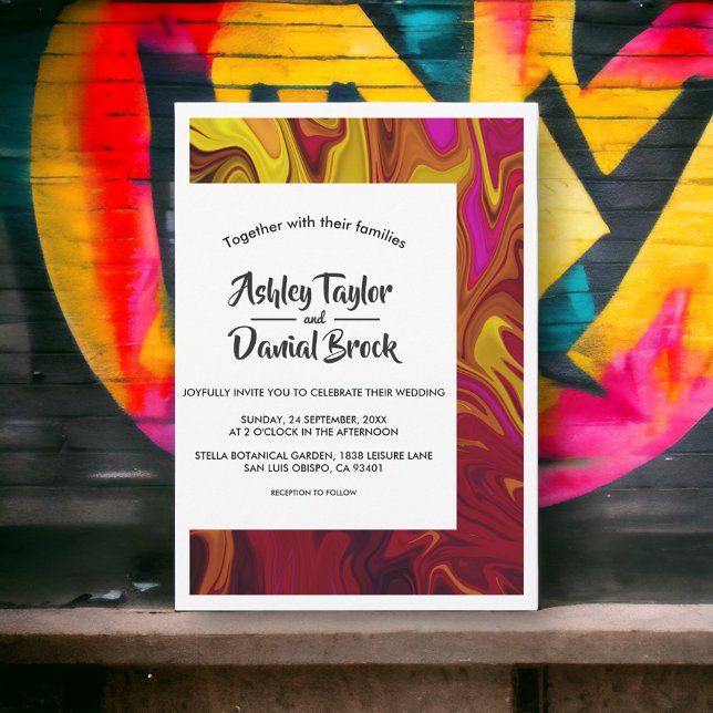 Modern Contemporary Abstract Oil Painting Wedding Invitation (Creator Uploaded)