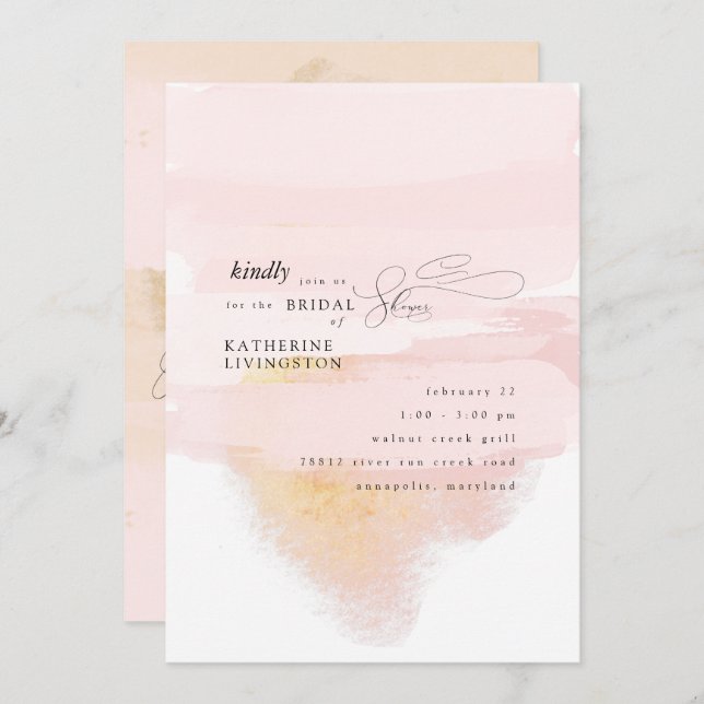 Modern Contemporary Artsy Bridal Shower Invitation (Front/Back)
