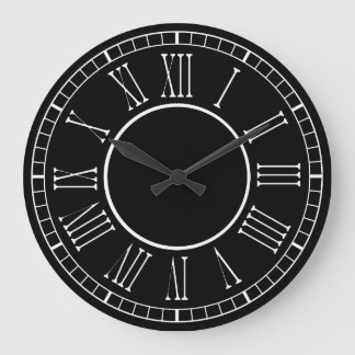 Modern Contemporary Black And White Roman Numbers Large Clock