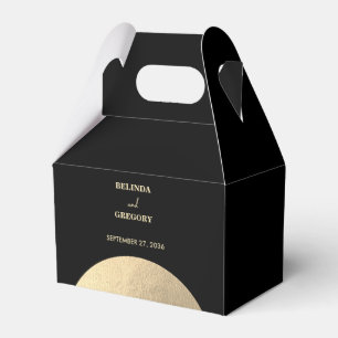 Modern Contemporary Black & Gold Abstract Wedding Favour Box