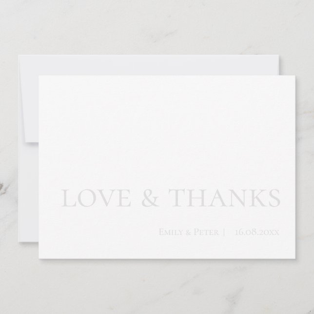 Modern Contemporary Black White Love & Thanks Thank You Card (Front)