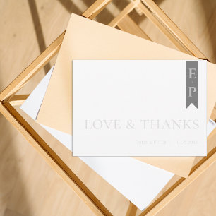 Modern Contemporary Black White Love & Thanks Thank You Card