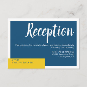 Modern Contemporary blue & yellow wedding minimal Enclosure Card