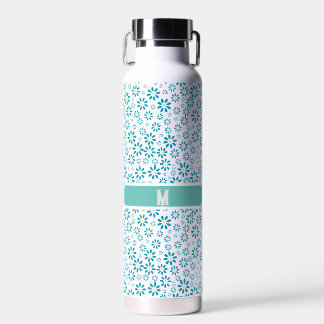 Modern Contemporary Daisy Flower Initial Water Bottle