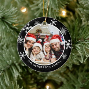 Modern Contemporary Family Photo Snowflake Ceramic Tree Decoration