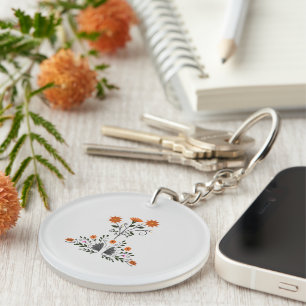 Modern Contemporary Floral  Key Ring