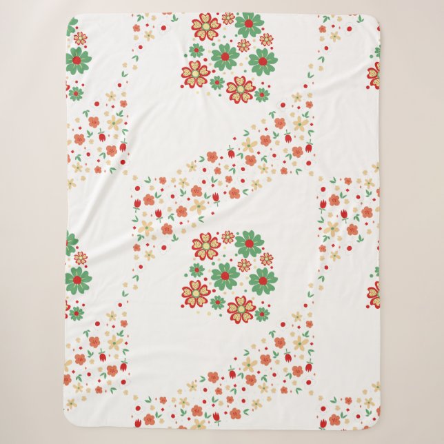 Modern Contemporary Floral  Sherpa Blanket (Front)