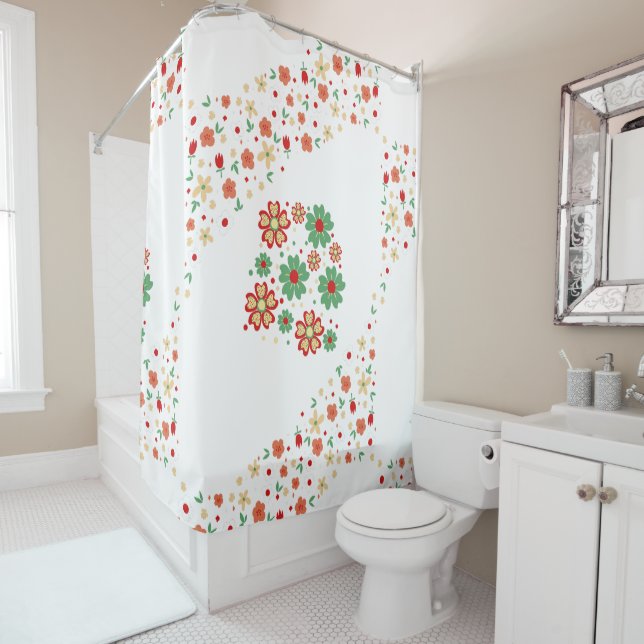 Modern Contemporary Floral  Shower Curtain (In Situ)