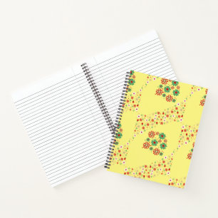 Modern Contemporary Floral Yellow Spiral Notebook