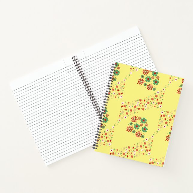 Modern Contemporary Floral  Yellow Spiral Notebook (Inside)