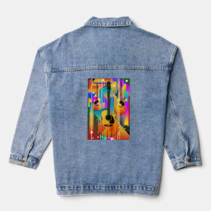 Modern Contemporary Geometric Guitar  Denim Jacket