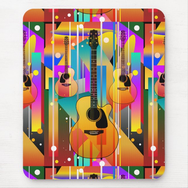 Modern Contemporary Geometric Guitar  Mouse Pad (Front)