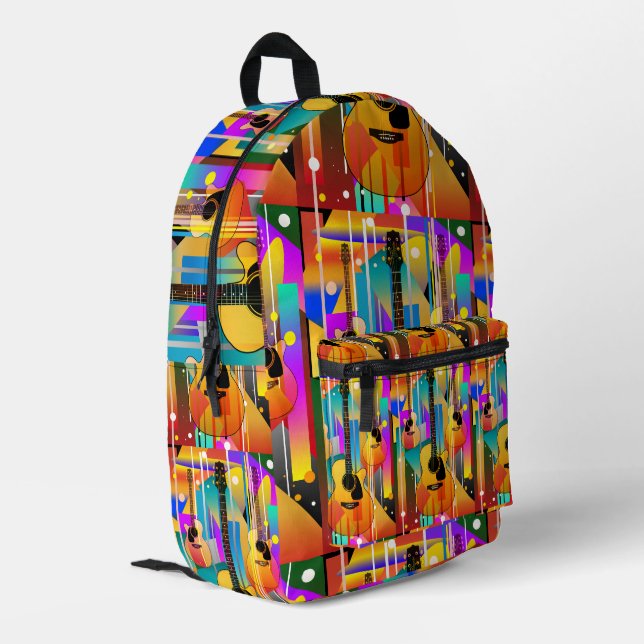 Modern Contemporary Geometric Guitar  Printed Backpack (Back Corner Left)