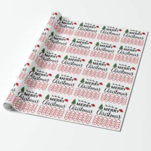 Modern Contemporary Geometric Merry Christmas Wrapping Paper