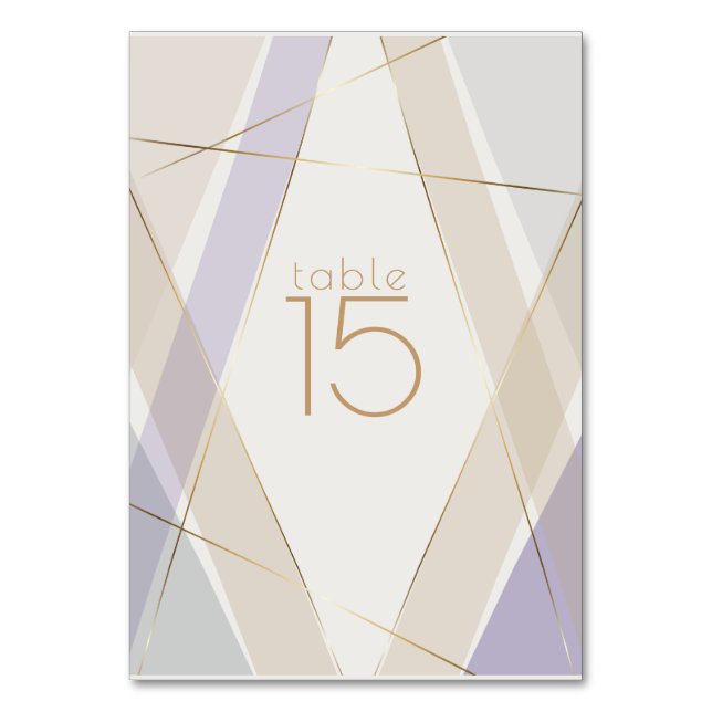 Modern Contemporary Geometric Mushroom Violet Table Number (Front)