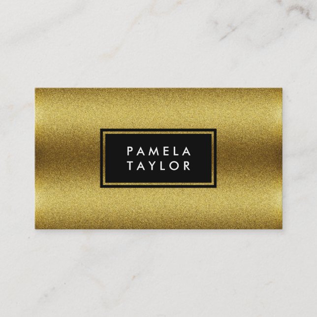 Modern Contemporary Gold Lux Texture Business Card (Front)
