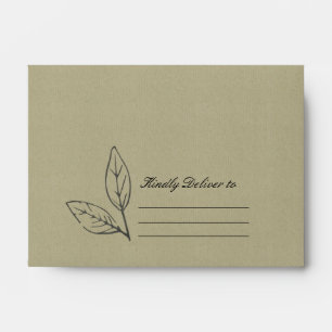 MODERN CONTEMPORARY GREEN KRAFT LEAVES ENVELOPE