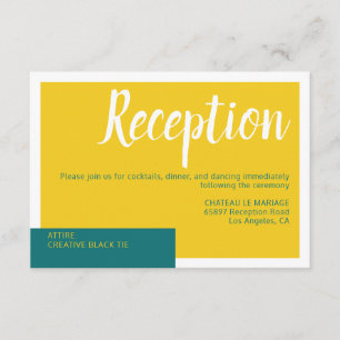 Modern Contemporary green yellow wedding minimal Enclosure Card