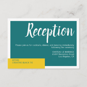 Modern Contemporary green yellow wedding minimal Enclosure Card