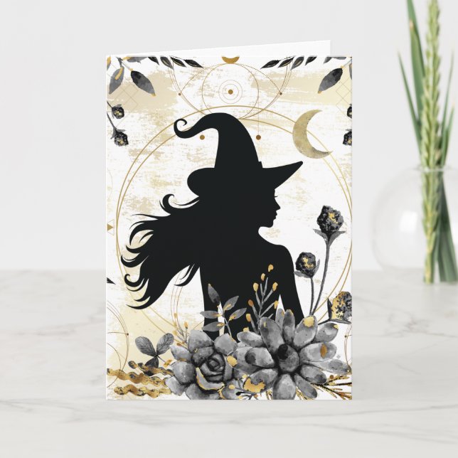 Modern contemporary Halloween witch 3 Card (Front)