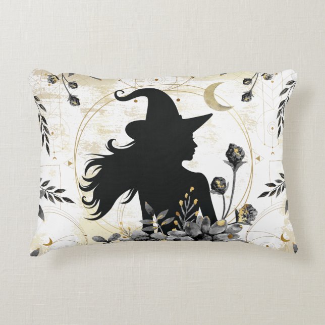 Modern contemporary Halloween witch 3 Decorative Cushion (Front)