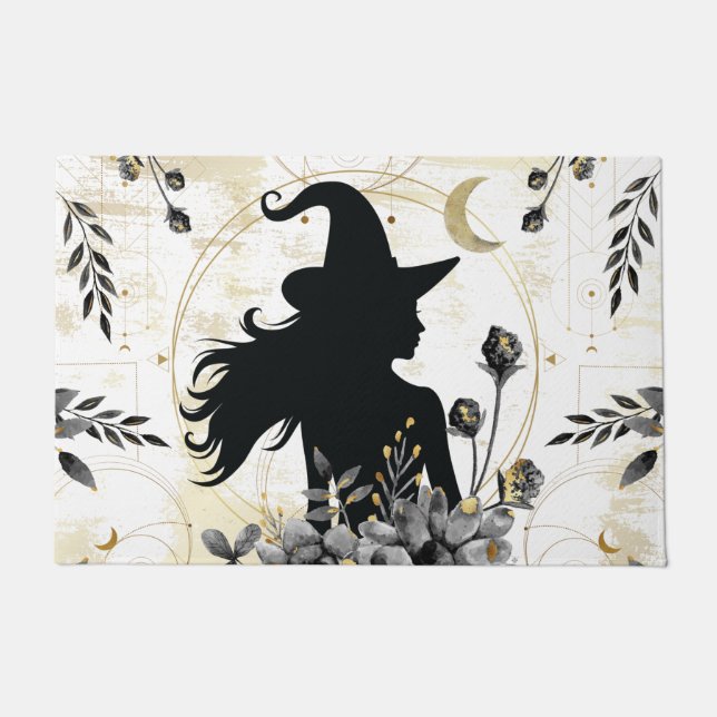 Modern contemporary Halloween witch 3 Doormat (Front)