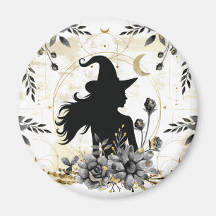 Modern contemporary Halloween witch 3 Magnet