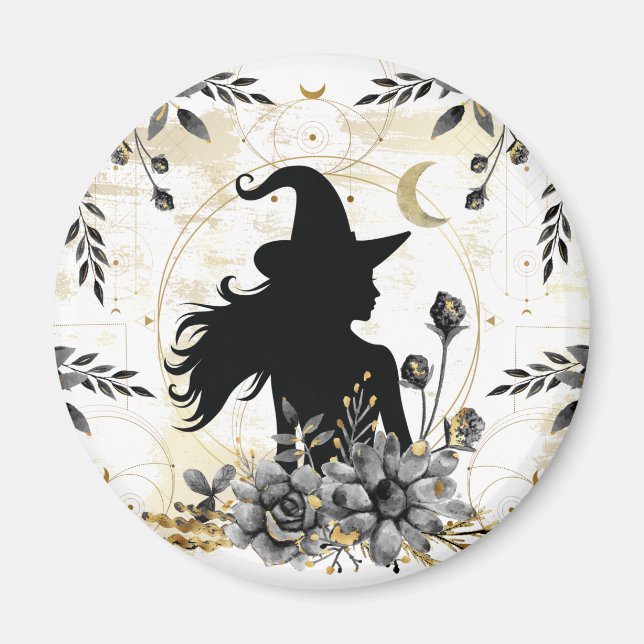 Modern contemporary Halloween witch 3 Magnet (Front)